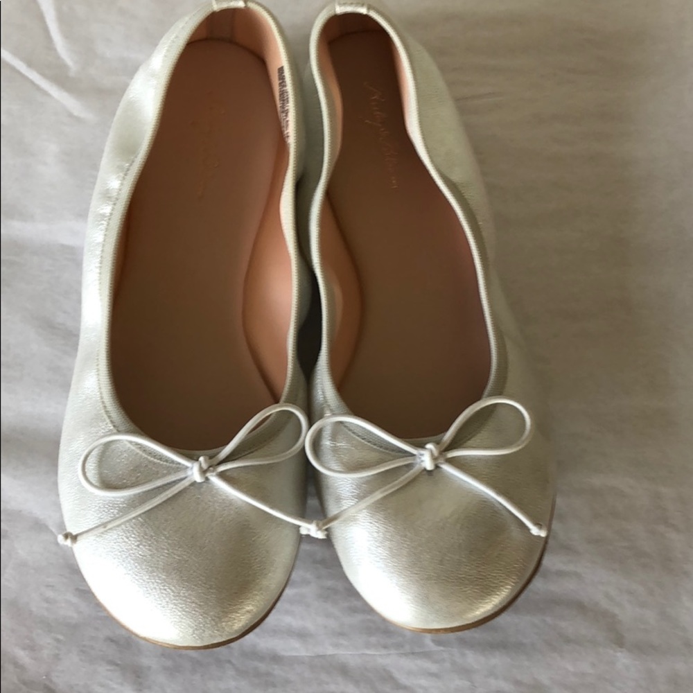 Ruby and Bloom silver ballet flats with bow